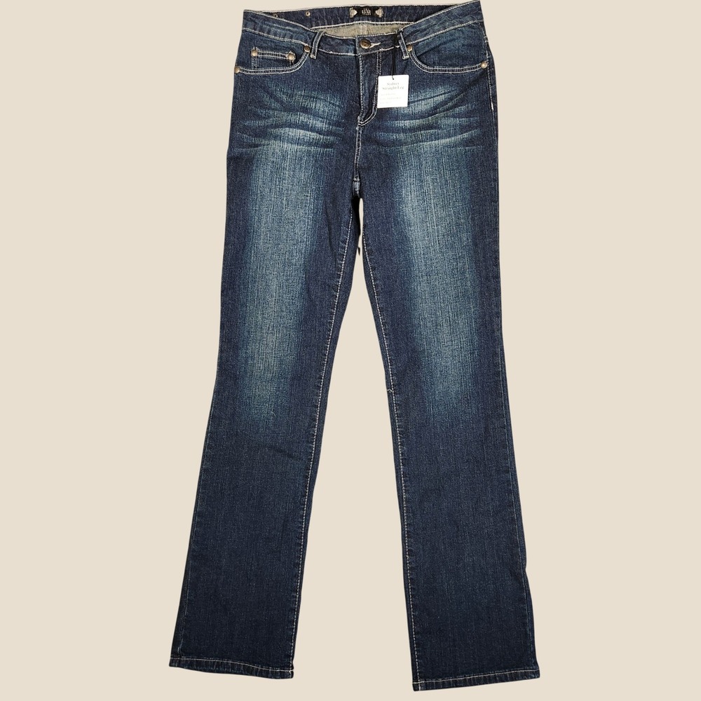 Tru Luxe Sydney Straight Leg Jeans Womens 31/12 Dark Wash NWT Embellished Pocket